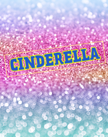 Cinderella musical logo on sparkling sequined background