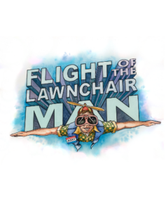 Flight of the Lawnchair man logo cartoon