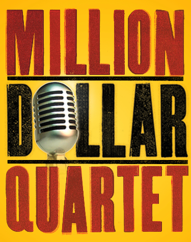 Logo for musical Million Dollar Quartet, the O in dollar is an old 1950s microphone