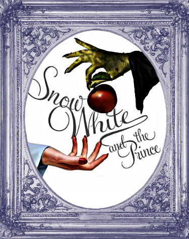 Snow White and the Prince musical logo, witch hand with apple and snow white hand receiving it