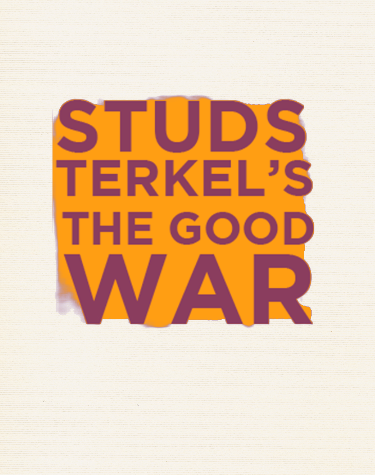 Studs Terkels The Good War musical logo on orange background