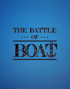 Battle of Boat musical logo on blue background