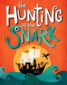 Hunting of the Snark musical logo, illustrated kids book look of ship on seas