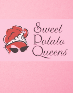 Sweet Potato Queens musical logo with lady in sunglasses wearing crown