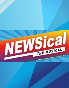 Newsical musical logo on blue geometric pattern background