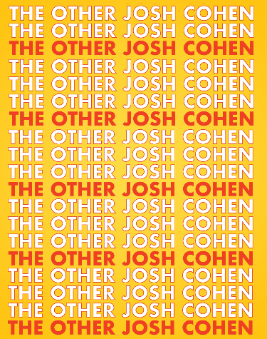logo for Other Josh Cohen musical on yellow background with red and white text