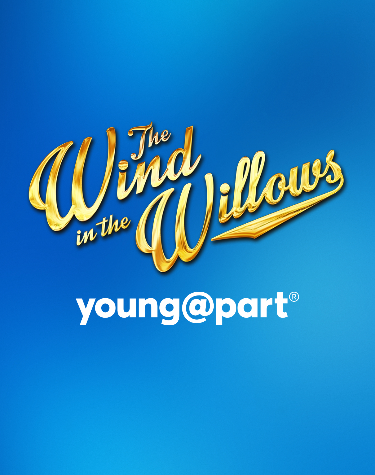 The Wind in the Willows musical logo with gold embossed lettering on blue background