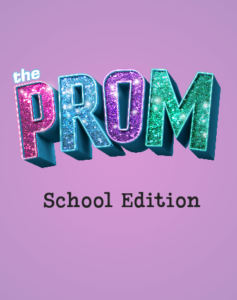 The Prom musical logo, sparkled on purple background